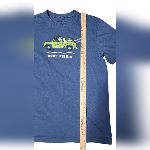 ​Life is Good Medium Gone Fishin Tee Shirt Flaw Noted - Picture 7 of 7